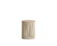 Dandara side table in steel, ecru rope cord and solid acacia wood Ø40cm FSC 100%