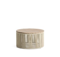 Dandara coffee table in steel, ecru rope cord and solid acacia wood Ø70cm FSC 100%