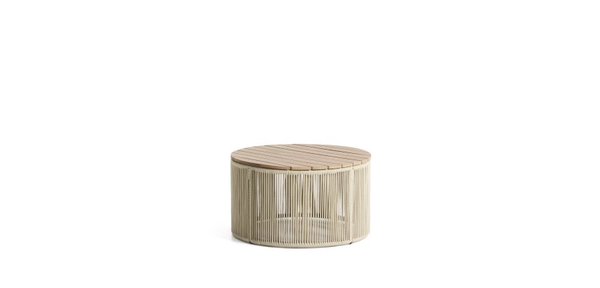 DE_Table basse Dandara en acier, corde écrue et bois d’acacia Ø 70 cm FSC 100 %
