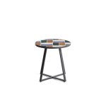 DE_Table d’appoint ronde Tella en acier galvanisé graphite et carreaux multicolores Ø45 cm