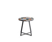 Table d’appoint ronde Tella en acier galvanisé graphite et carreaux multicolores Ø45 cm
