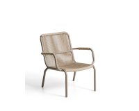 Salis stackable armchair in taupe aluminium and beige synthetic rope cord