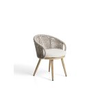 Chaise d’extérieur Lidario en aluminium effet bois et corde synthétique taupe