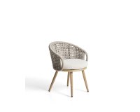 Chaise d’extérieur Lidario en aluminium effet bois et corde synthétique taupe