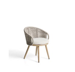 Sedia da esterno Lidario in alluminio effetto legno e corda sintetica color tortora