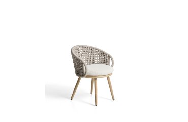 Chaise d’extérieur Lidario en aluminium effet bois et corde synthétique taupe