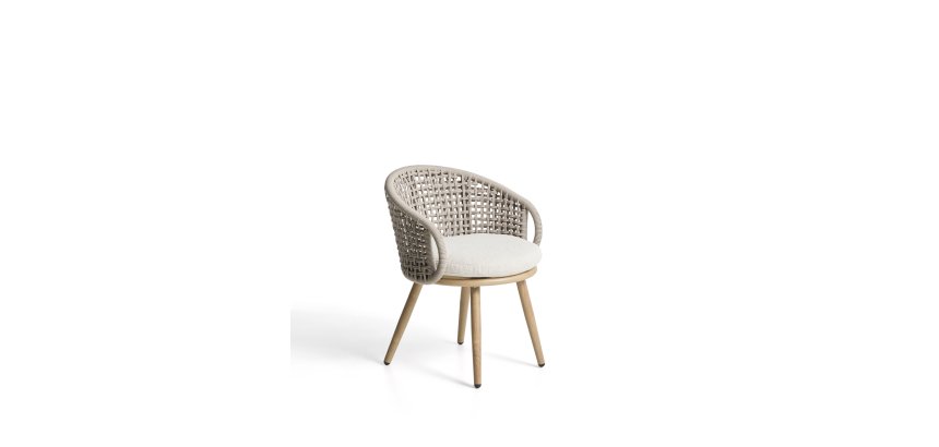 Chaise d’extérieur Lidario en aluminium effet bois et corde synthétique taupe