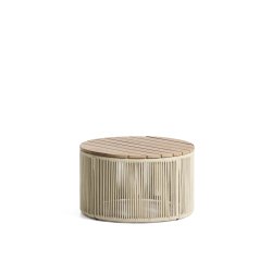 Dandara coffee table in steel, ecru rope cord and solid acacia wood Ø60cm FSC 100%