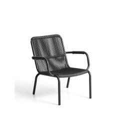 DE_Fauteuil empilable Salis en aluminium graphite et corde synthétique gris foncé