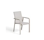 Chaise empilable d’extérieur Canea en textilène beige et aluminium taupe
