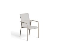Canea stackable outdoor chair in beige texteline and taupe aluminium