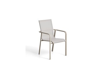Canea stackable outdoor chair in beige texteline and taupe aluminium