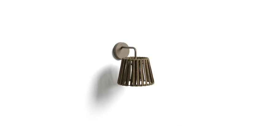 Applique murale d’extérieur Aldet en corde plate et métal beige