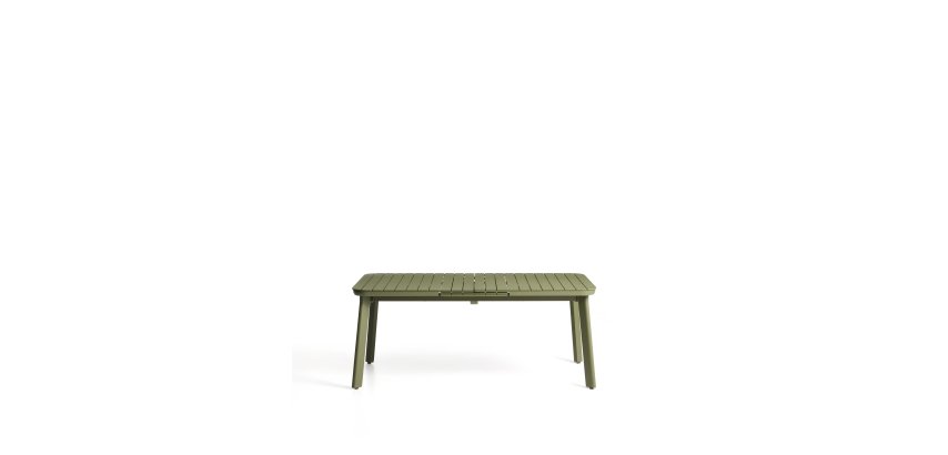 Table extensible d’extérieur Izola en aluminium avec finition verte 185 (235) x 100 cm