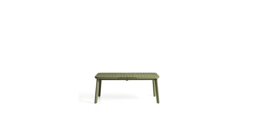 Izola extendable outdoor table in aluminium with green finish 185 (235) x 100cm