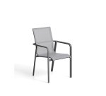 Chaise empilable d’extérieur Canea en textilène gris et aluminium graphite