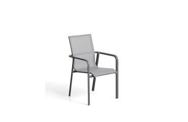 Canea stackable outdoor chair in grey texteline and graphite aluminium