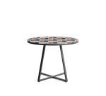 Table ronde Tella en acier galvanisé graphite et carreaux multicolores Ø120 cm