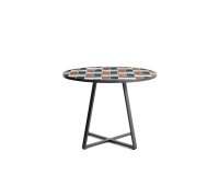 Tella round table in graphite galvanised steel with multicoloured tiles Ø120 cm