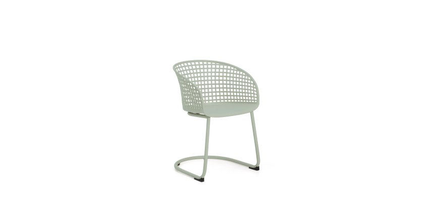Tenaro green plastic outdoor chair with steel structure