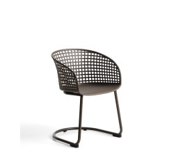 DE_Chaise d’extérieur Tenaro en plastique avec structure en acier marron