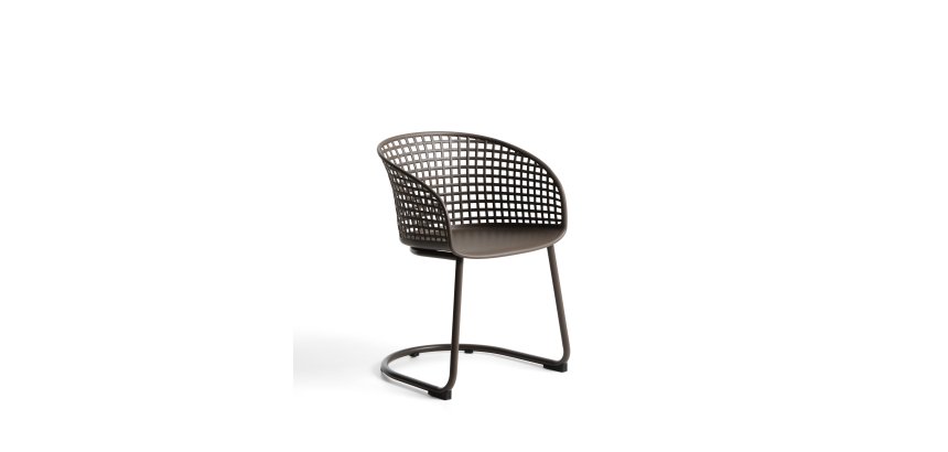 DE_Chaise d’extérieur Tenaro en plastique avec structure en acier marron
