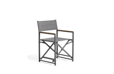Tisno outdoor folding chair in graphite aluminium and grey texteline