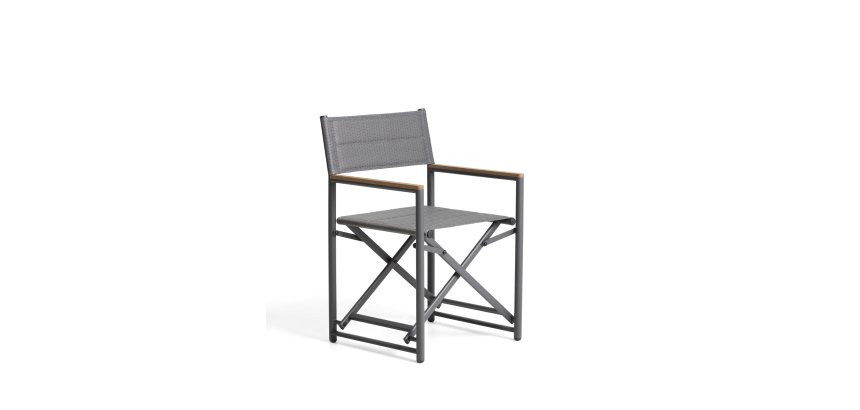 Tisno outdoor folding chair in graphite aluminium and grey texteline