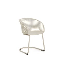 DE_Chaise d’extérieur Tenaro en plastique avec structure en acier beige