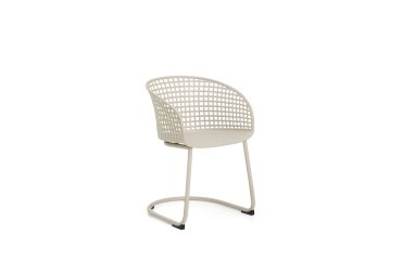 Sedia da esterno Tenaro in plastica con struttura in acciaio beige