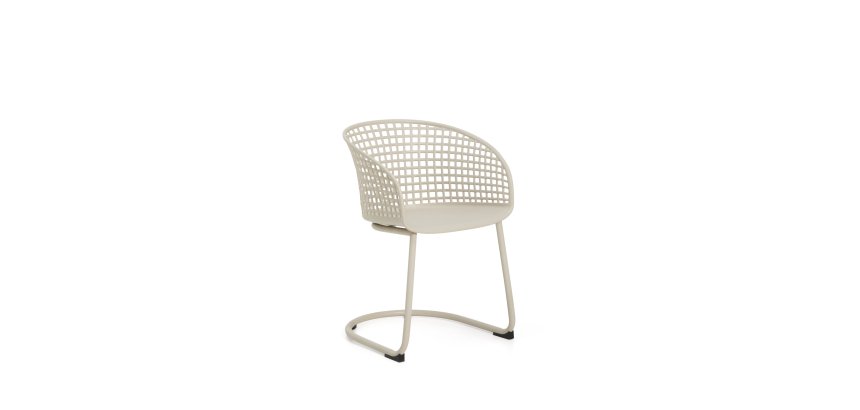 DE_Chaise d’extérieur Tenaro en plastique avec structure en acier beige