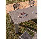 Table extensible Livorno en aluminium taupe 233(350) x 100 cm
