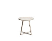 Table d’appoint ronde Tella en acier galvanisé et carreaux beiges Ø45 cm