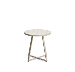 DE_Table d’appoint ronde Tella en acier galvanisé et carreaux beiges Ø45 cm