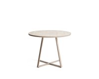 Table ronde Tella en acier galvanisé taupe et céramique beige Ø 90 cm