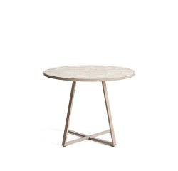 Table ronde Tella en acier galvanisé taupe et céramique beige Ø 90 cm
