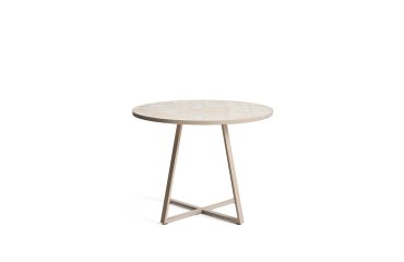 Tavolo rotondo Tella in acciaio zincato tortora e piastrelle beige Ø120 cm