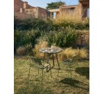 Table ronde Tella en acier galvanisé graphite et carreaux multicolores Ø120 cm
