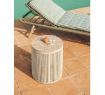 Dandara side table in steel, ecru rope cord and solid acacia wood Ø40cm FSC 100%