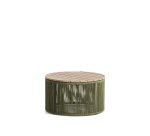 Tavolino Dandara in acciaio, corda verde e legno massiccio di acacia Ø 60 cm FSC 100%