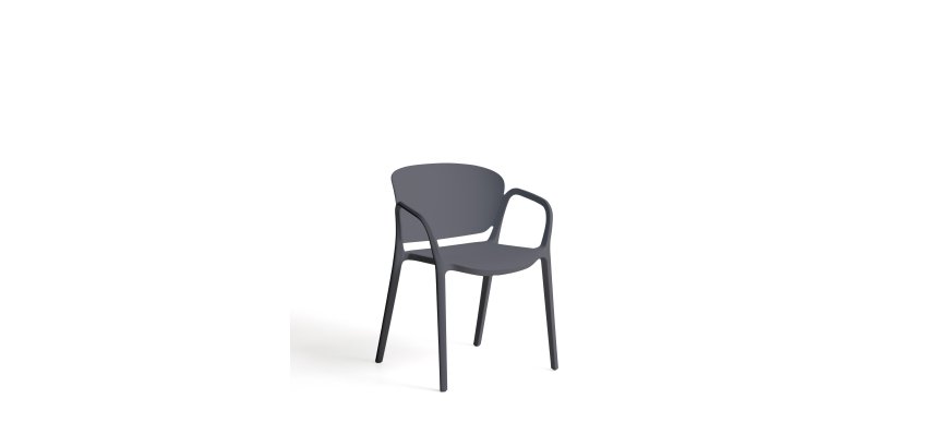 Chaise empilable d’extérieur Ania gris foncé