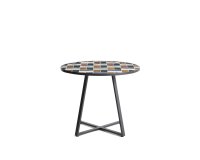 Table ronde Tella en acier galvanisé graphite et carreaux multicolores Ø90 cm