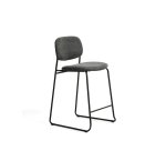 Tabouret empilable Meli en chenille grise et pieds en métal gris FSC Mix Credit 65 cm