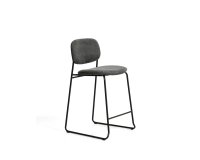 Meli stackable stool in grey chenille with grey metal legs FSC Mix Credit 65cm
