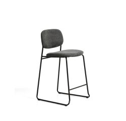 Tabouret empilable Meli en chenille grise et pieds en métal gris FSC Mix Credit 65 cm