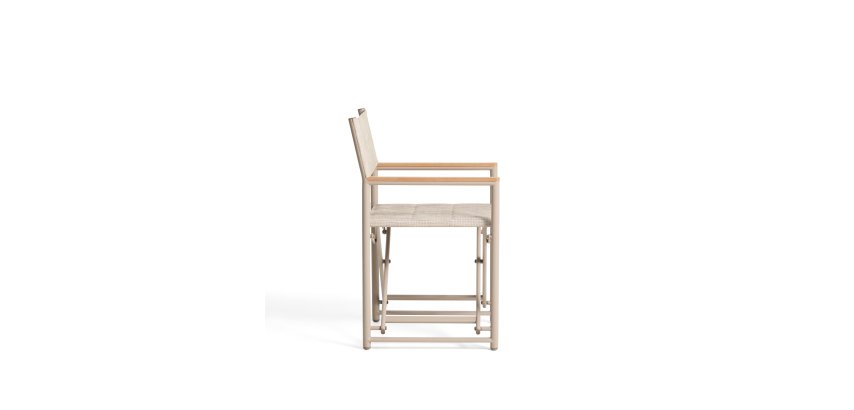 DE_Chaise pliable d’extérieur Tisno en aluminium écru et textilène écru