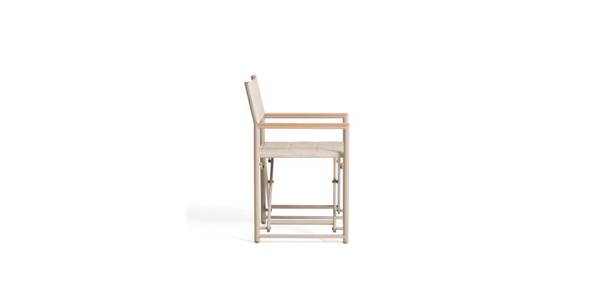 Chaise pliable d’extérieur Tisno en aluminium écru et textilène écru