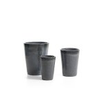Rotja set of 3 terracotta planters with glazed blue finish Ø 26 / 35 / 47 cm
