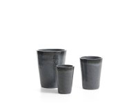Ensemble Rotja de 3 pots de fleurs en terre cuite, finition bleue émaillée Ø 26 / 35 / 47 cm
