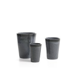 Rotja set of 3 terracotta planters with glazed blue finish Ø 26 / 35 / 47 cm